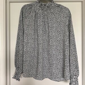Nine West black and white polka dot blouse